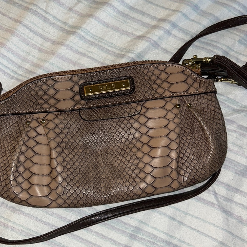 Relic faux snakeskin wristlet purse